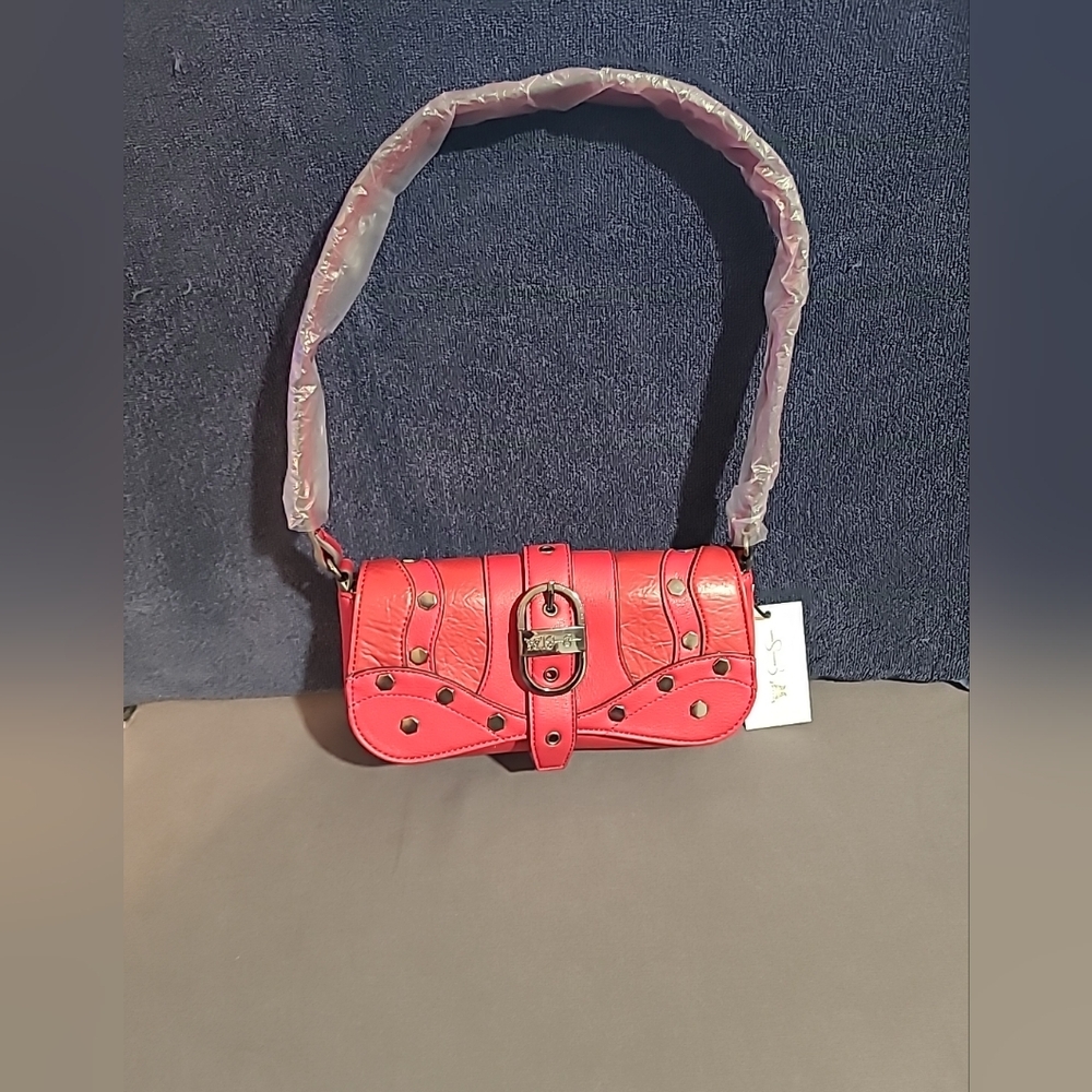 Jessica Simpson Women's Courtney Faux Leather Flap Shoulder Handbag Tango Red
